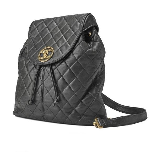 Authentic CHANEL Dome quilted caviar leather black backpack - Picture 1 of 13